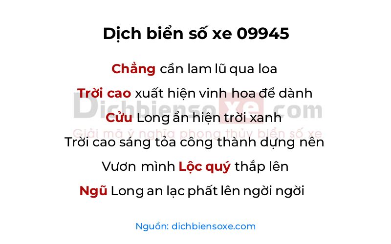 Dịch thơ biển số 09945
