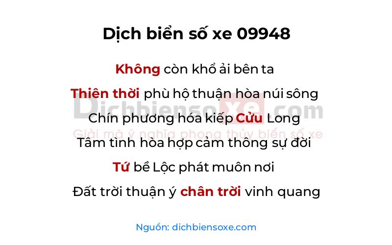 Dịch thơ biển số 09948