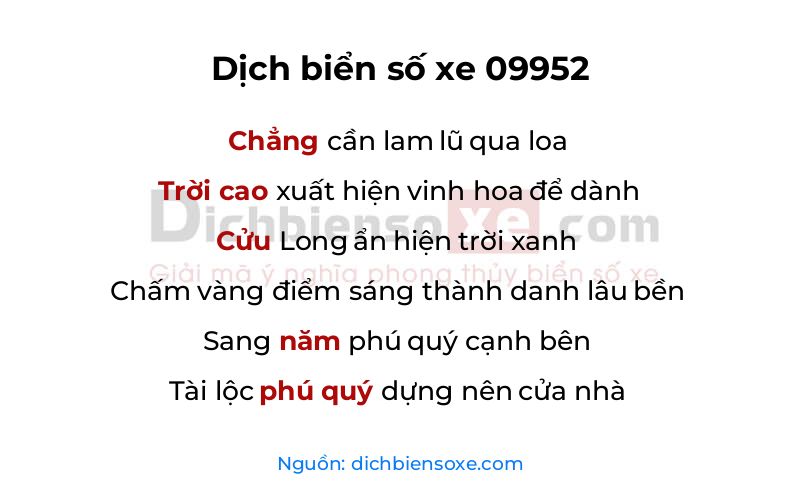 Dịch thơ biển số 09952