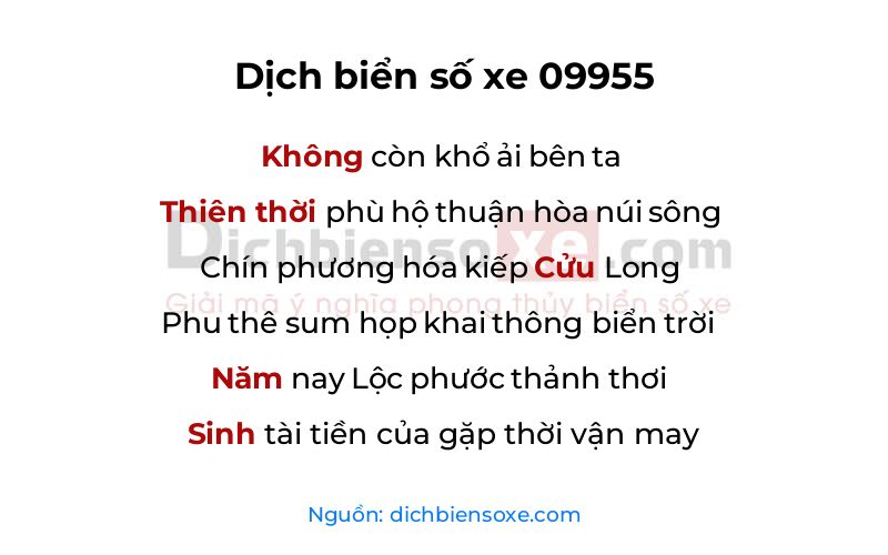 Dịch thơ biển số 09955