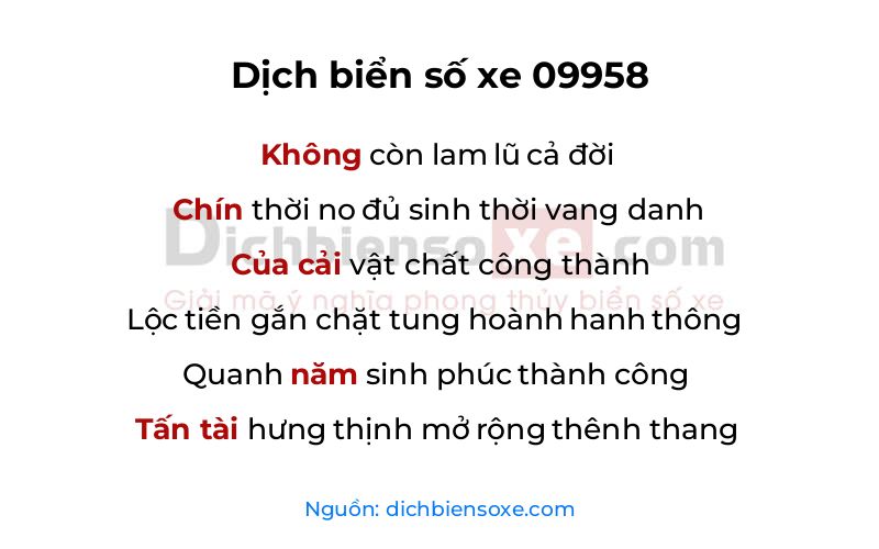 Dịch thơ biển số 09958