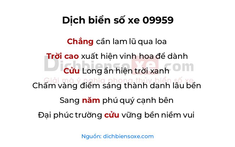 Dịch thơ biển số 09959