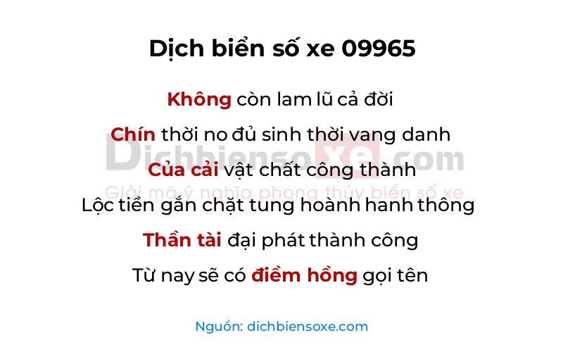 Dịch thơ biển số 09965