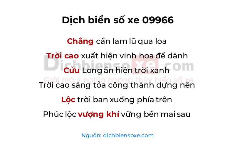 Dịch thơ biển số 09966