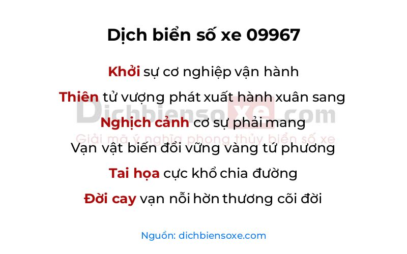 Dịch thơ biển số 09967