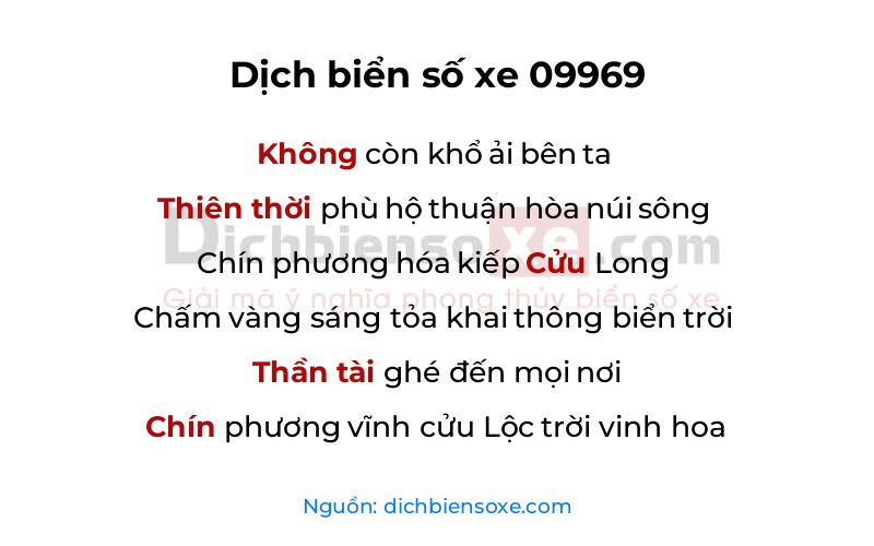 Dịch thơ biển số 09969
