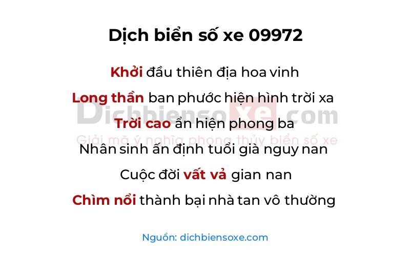 Dịch thơ biển số 09972