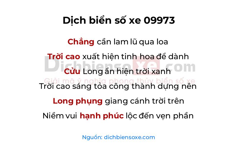 Dịch thơ biển số 09973