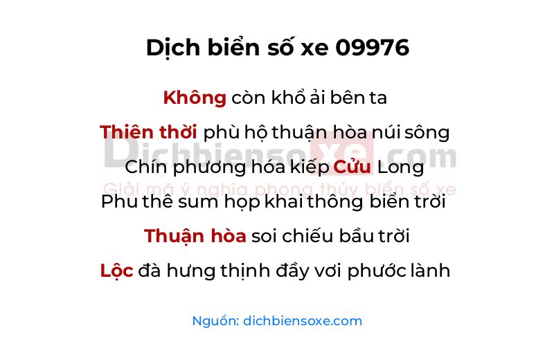 Dịch thơ biển số 09976