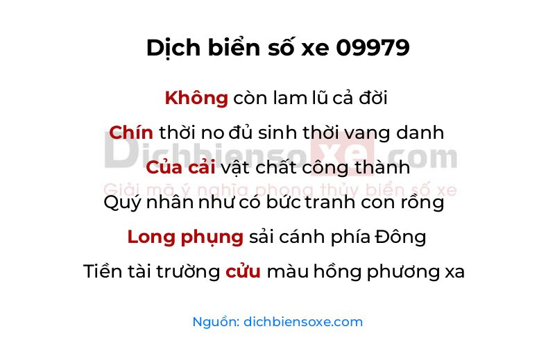 Dịch thơ biển số 09979