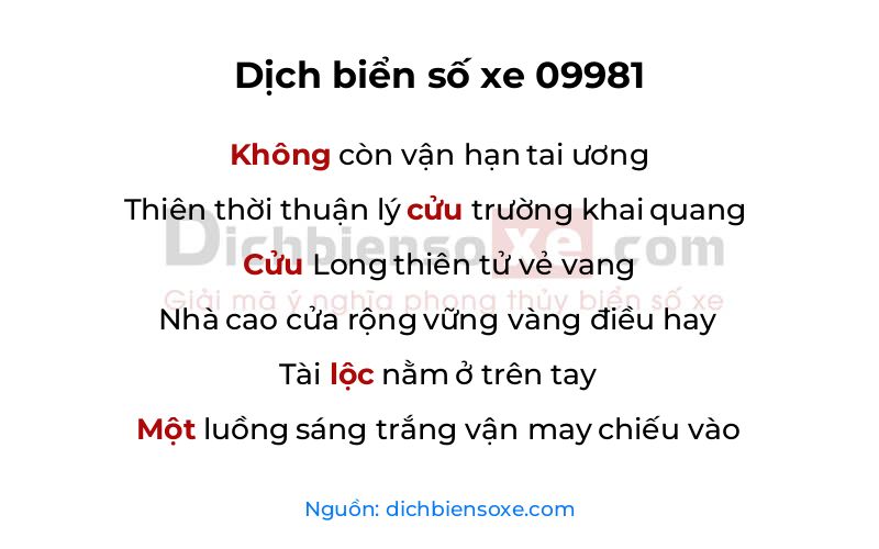Dịch thơ biển số 09981