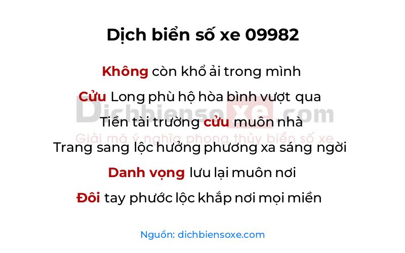 Dịch thơ biển số 09982