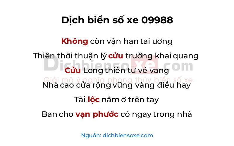 Dịch thơ biển số 09988
