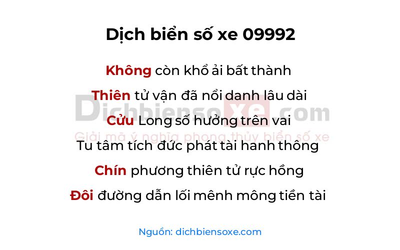 Dịch thơ biển số 09992