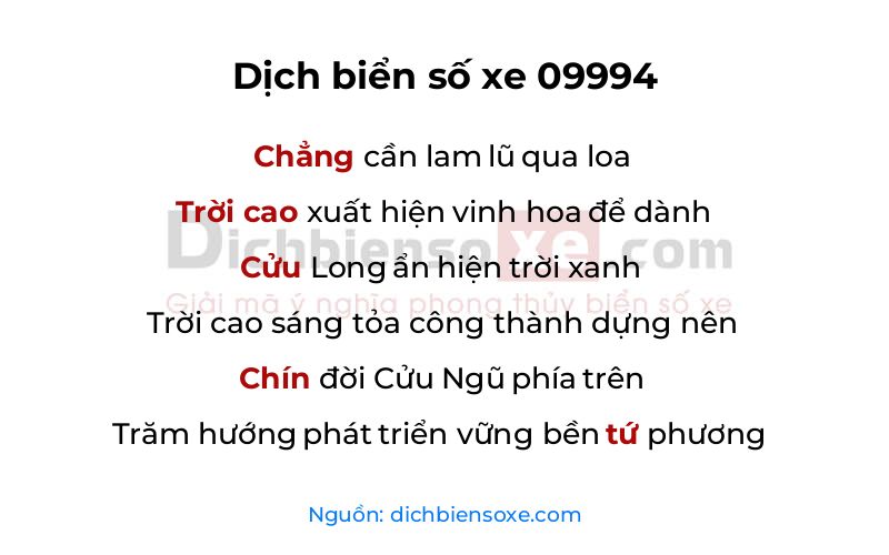 Dịch thơ biển số 09994