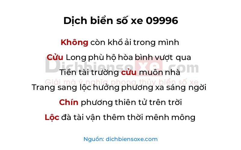 Dịch thơ biển số 09996