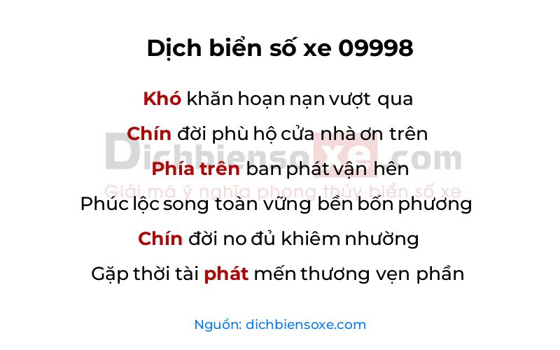Dịch thơ biển số 09998