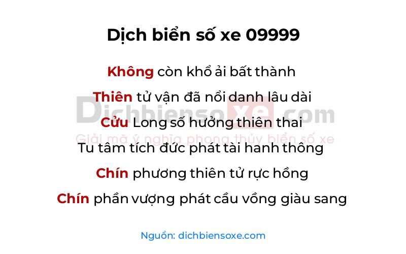 Dịch thơ biển số 09999