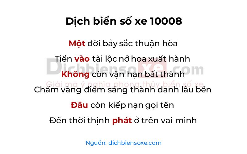 Dịch thơ biển số 10008