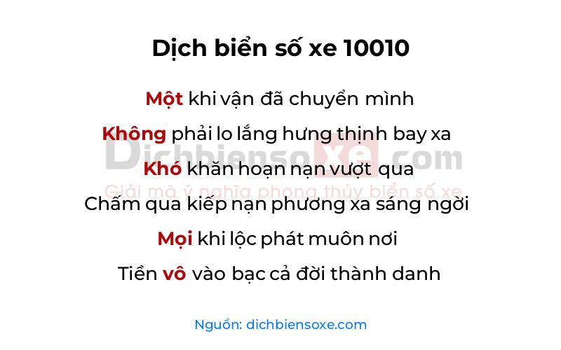 Dịch thơ biển số 10010