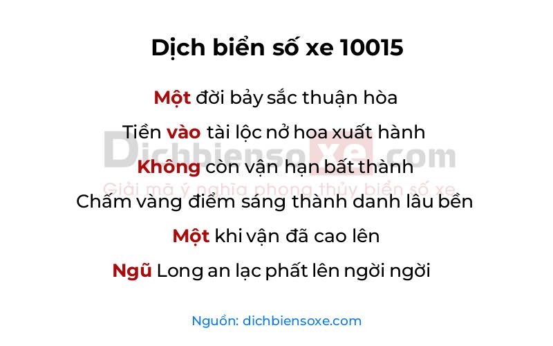 Dịch thơ biển số 10015