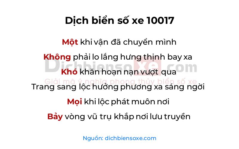 Dịch thơ biển số 10017