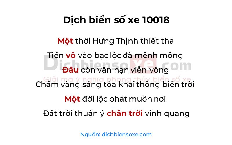 Dịch thơ biển số 10018