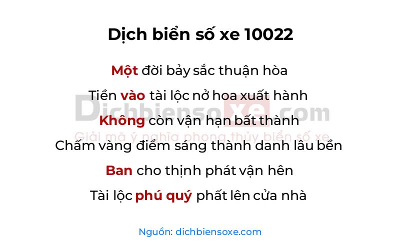Dịch thơ biển số 10022