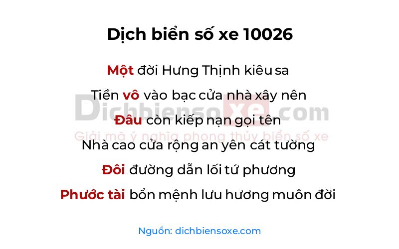 Dịch thơ biển số 10026