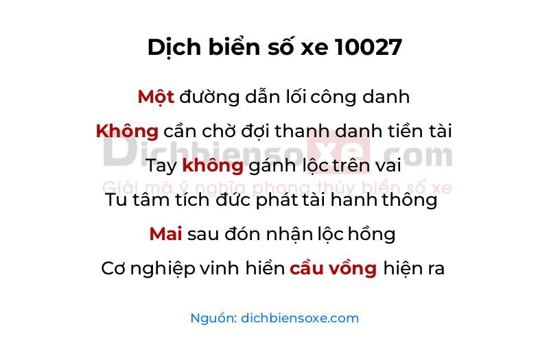 Dịch thơ biển số 10027