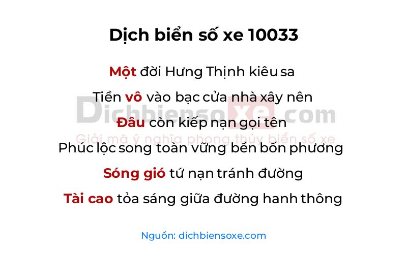 Dịch thơ biển số 10033