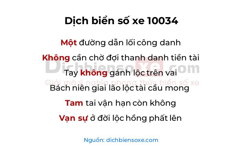 Dịch thơ biển số 10034
