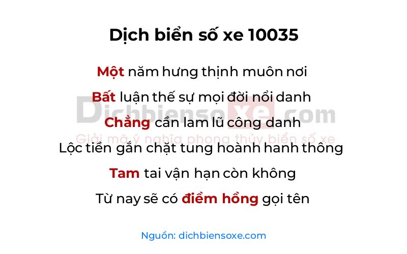 Dịch thơ biển số 10035