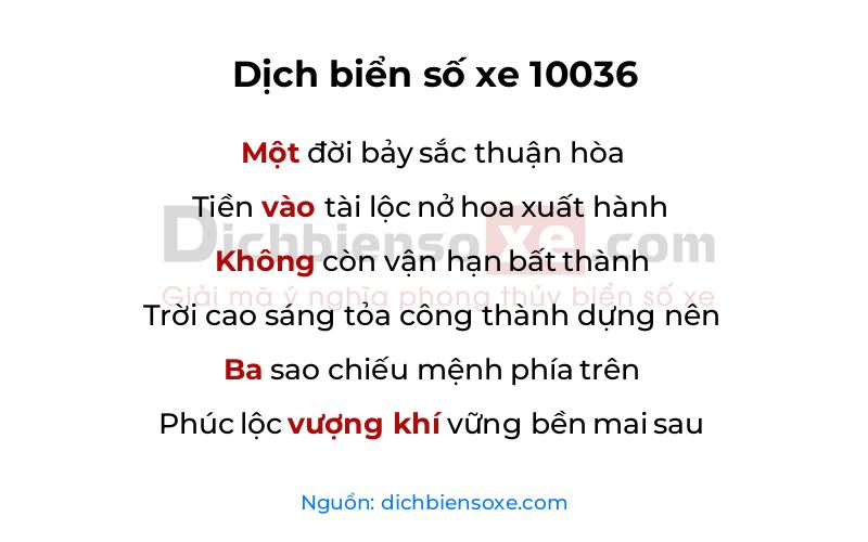 Dịch thơ biển số 10036