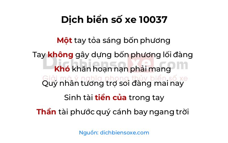 Dịch thơ biển số 10037