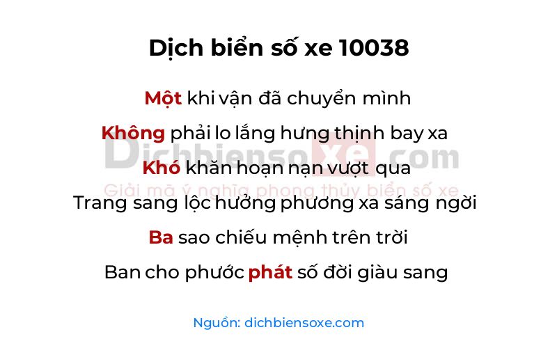 Dịch thơ biển số 10038