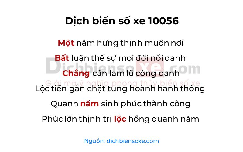 Dịch thơ biển số 10056