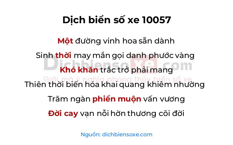Dịch thơ biển số 10057