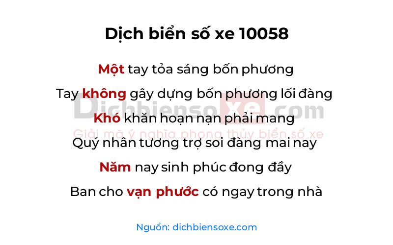 Dịch thơ biển số 10058