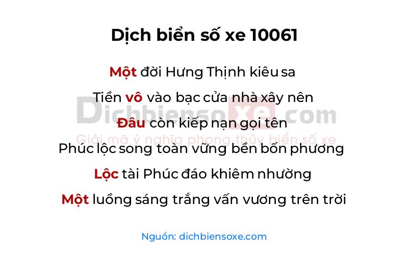 Dịch thơ biển số 10061