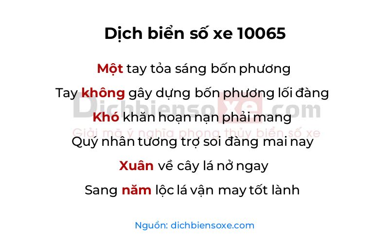 Dịch thơ biển số 10065