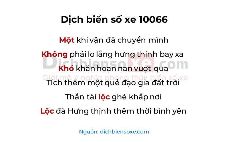 Dịch thơ biển số 10066