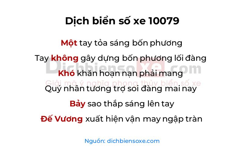 Dịch thơ biển số 10079