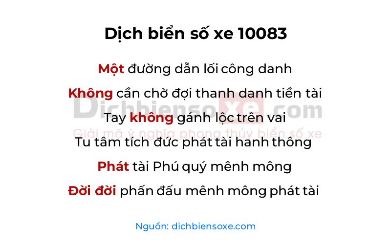 Dịch thơ biển số 10083