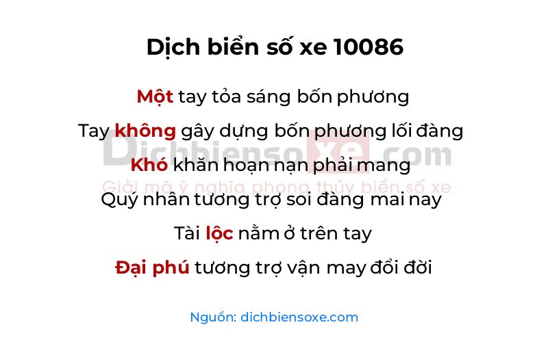 Dịch thơ biển số 10086