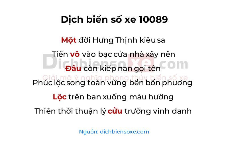 Dịch thơ biển số 10089