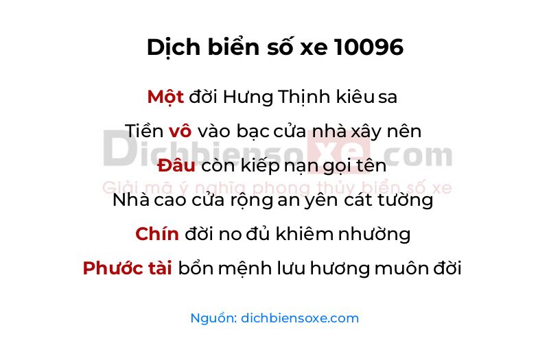 Dịch thơ biển số 10096