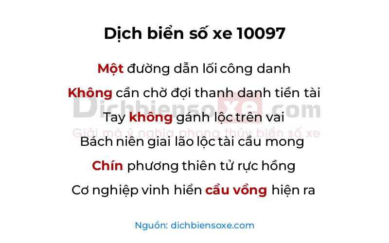 Dịch thơ biển số 10097