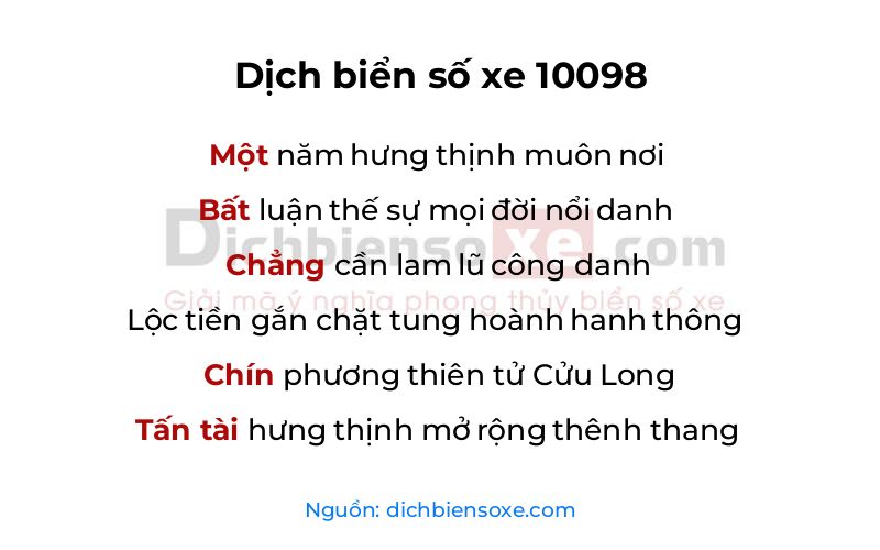 Dịch thơ biển số 10098