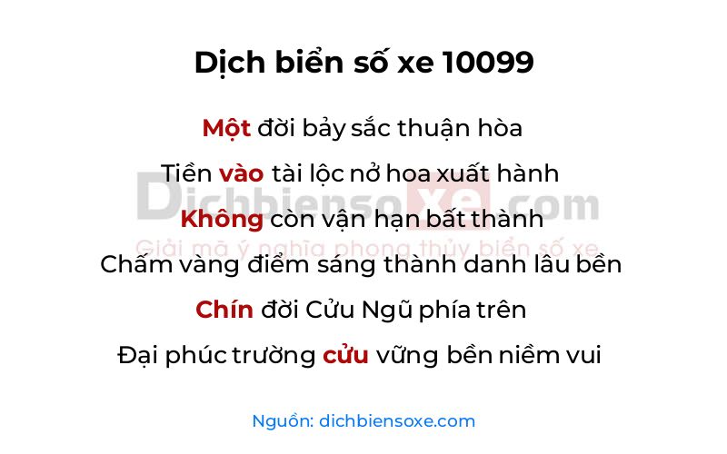 Dịch thơ biển số 10099